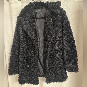 Zara black teddy coat